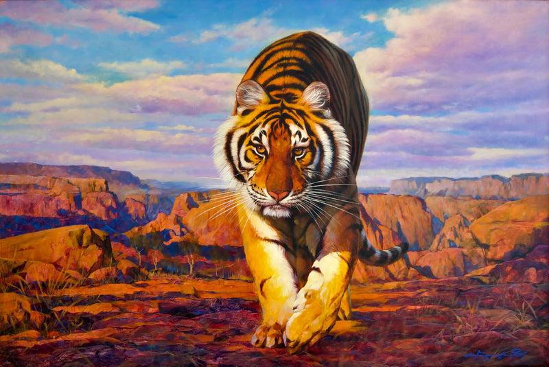 เสือกำลังล่า | 150x100ซม.