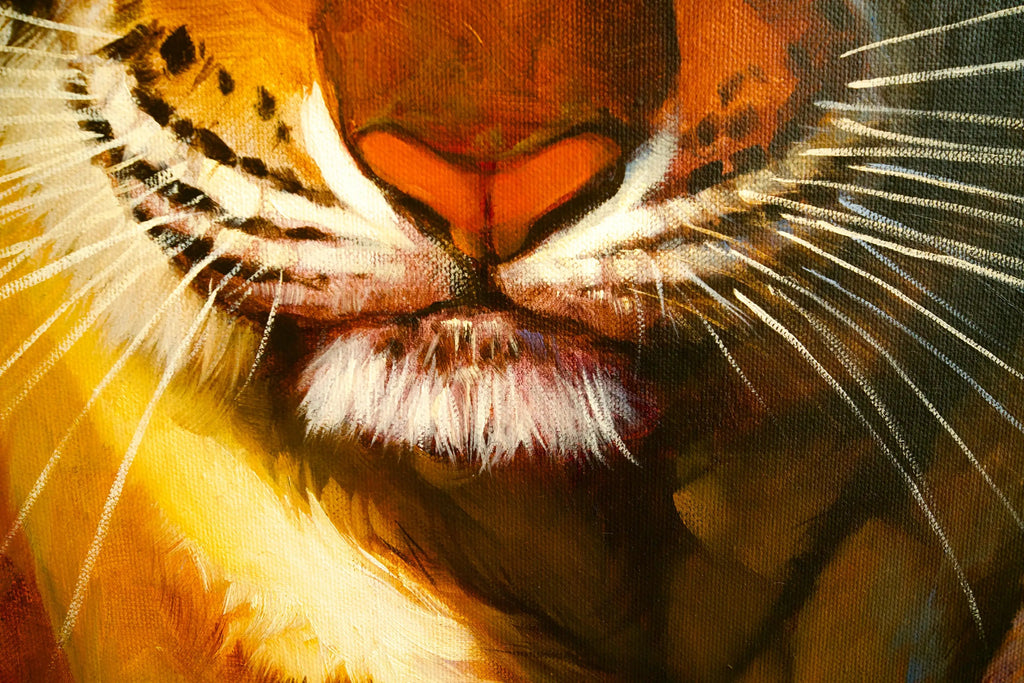 Tigre en chasse | 150 x 100 cm Reproductions de tableaux à la peinture à l’huile