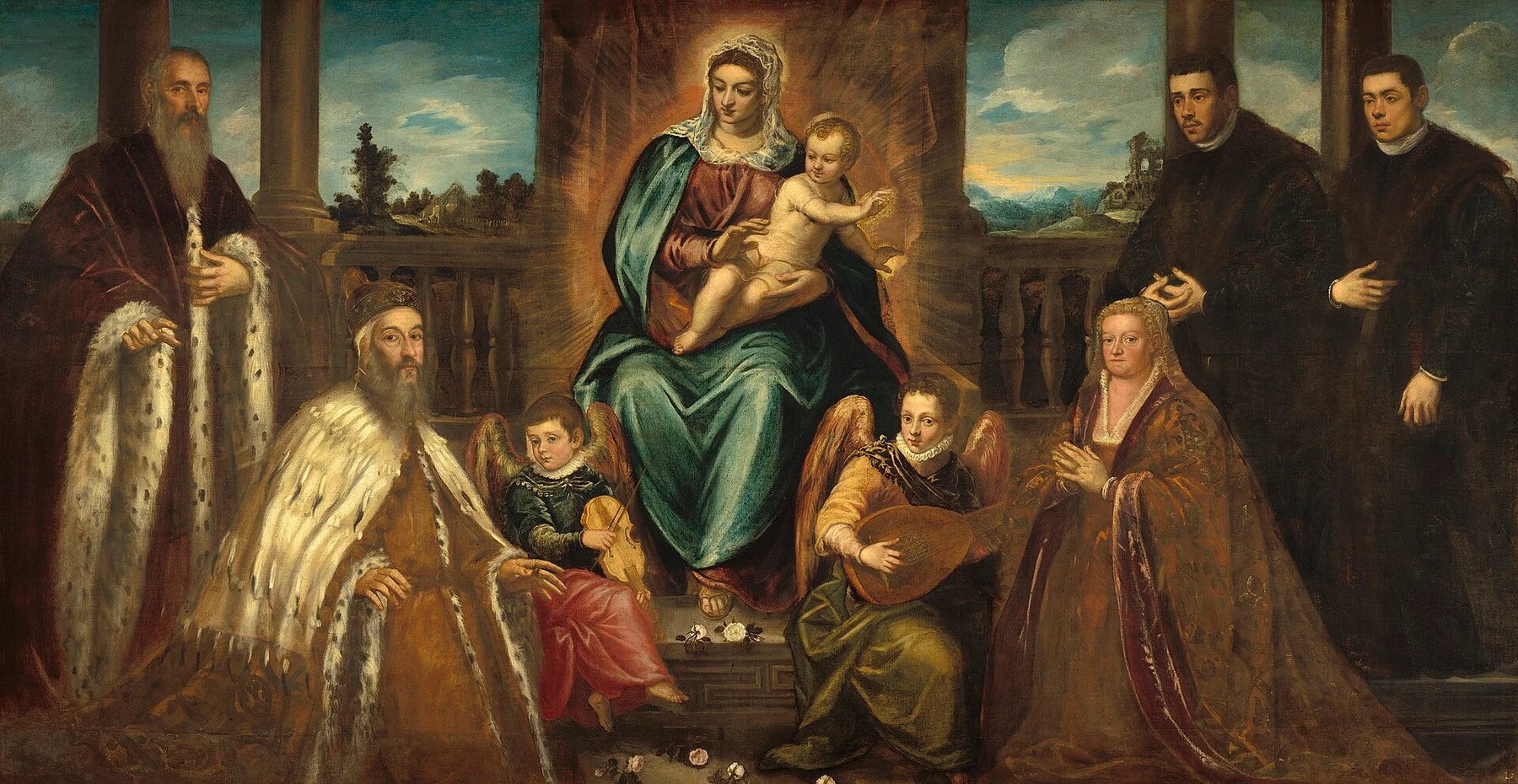 Le doge Alvise Mocenigo et sa famille devant la Vierge à l'Enfant, peinture de Le Tintoret
