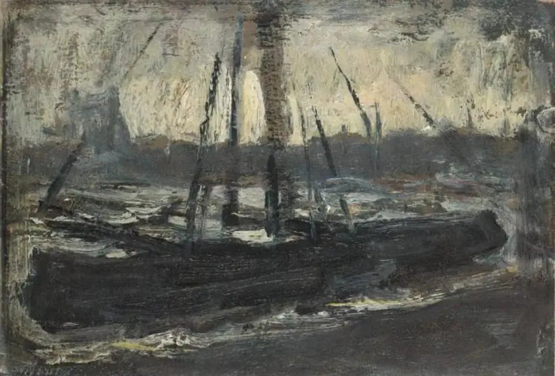 เรือ Tjalk จอดอยู่ในสีม่วง - Piet Mondrian
