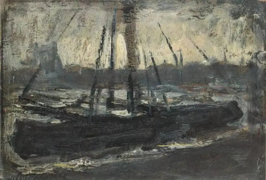 เรือ Tjalk จอดอยู่ในสีม่วง - Piet Mondrian