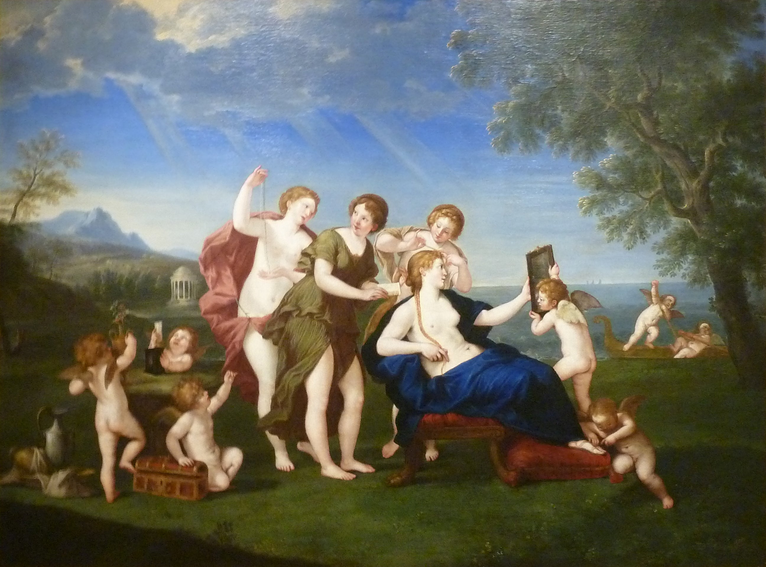 Toilettes de Vénus - Francesco Albani image 1 tableau peint à l’huile sur toile