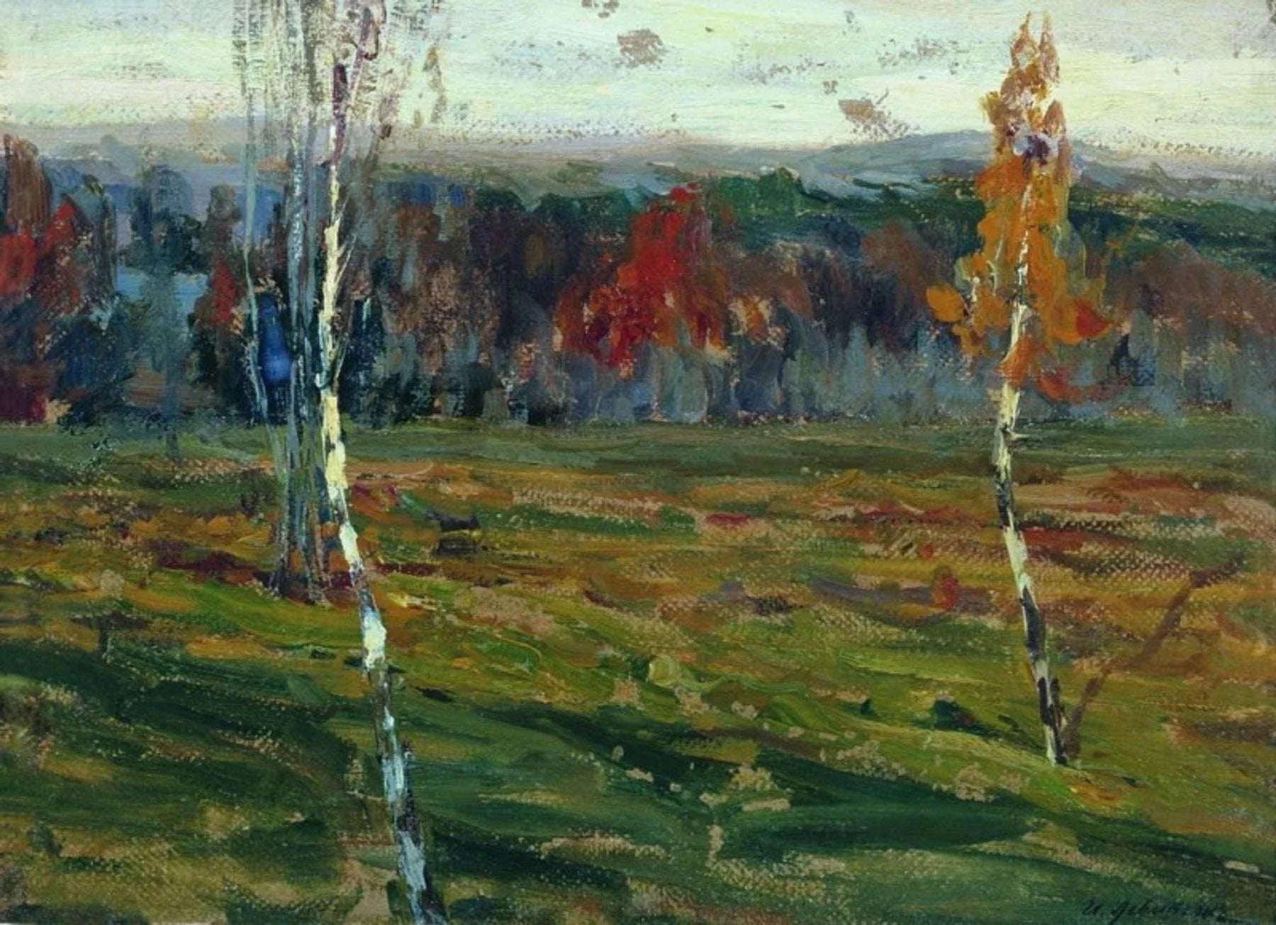 Automne, bouleaux, peinture de Isaac Levitan
