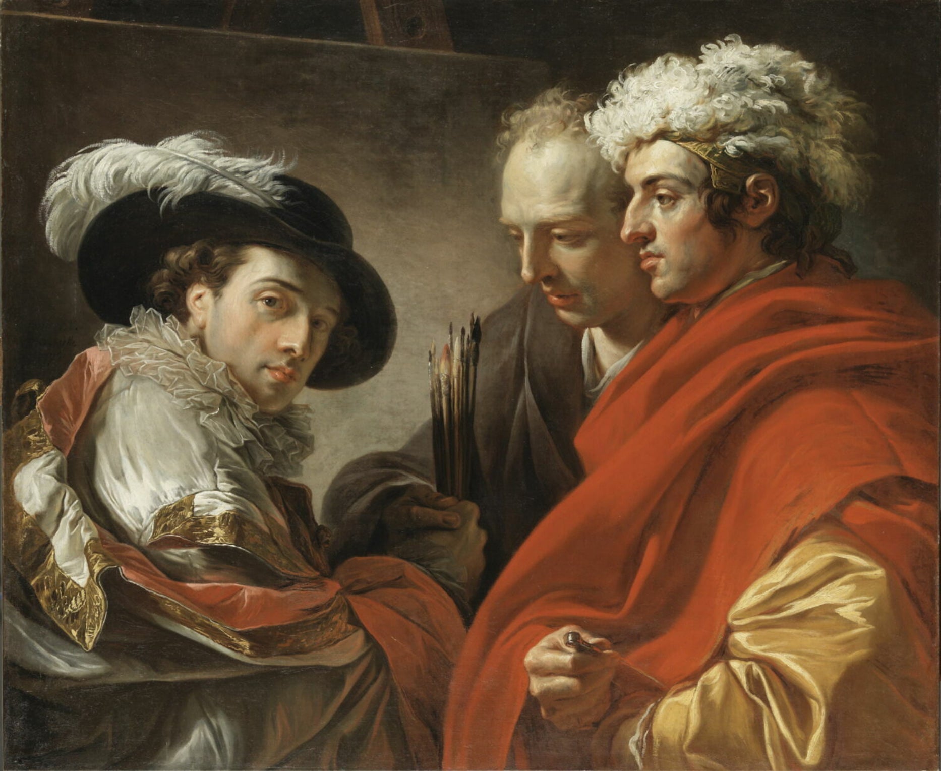 Triple portrait de l'artiste, de l'architecte Pierre Rousseau et du peintre Coclers Van Wyck - François-André Vincent image 1 reproduction artisanale de tableau