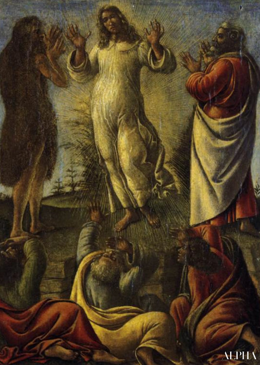 Triptyque représentant la Transfiguration, Jésus apparaissant à ses disciples avec les SS. Jérôme et Augustin - Sandro Botticelli - Reproductions de tableaux et peintures haut de gamme