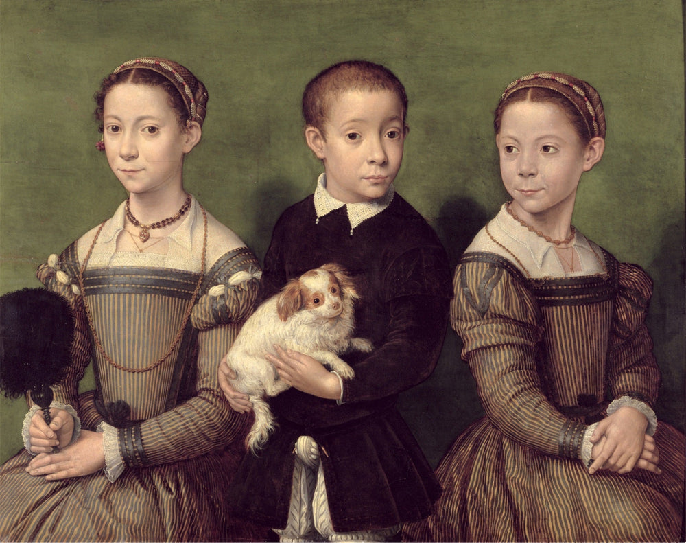 Trois enfants avec un chien - Sofonisba Anguissola image 1 copie peinte à la main à l’huile