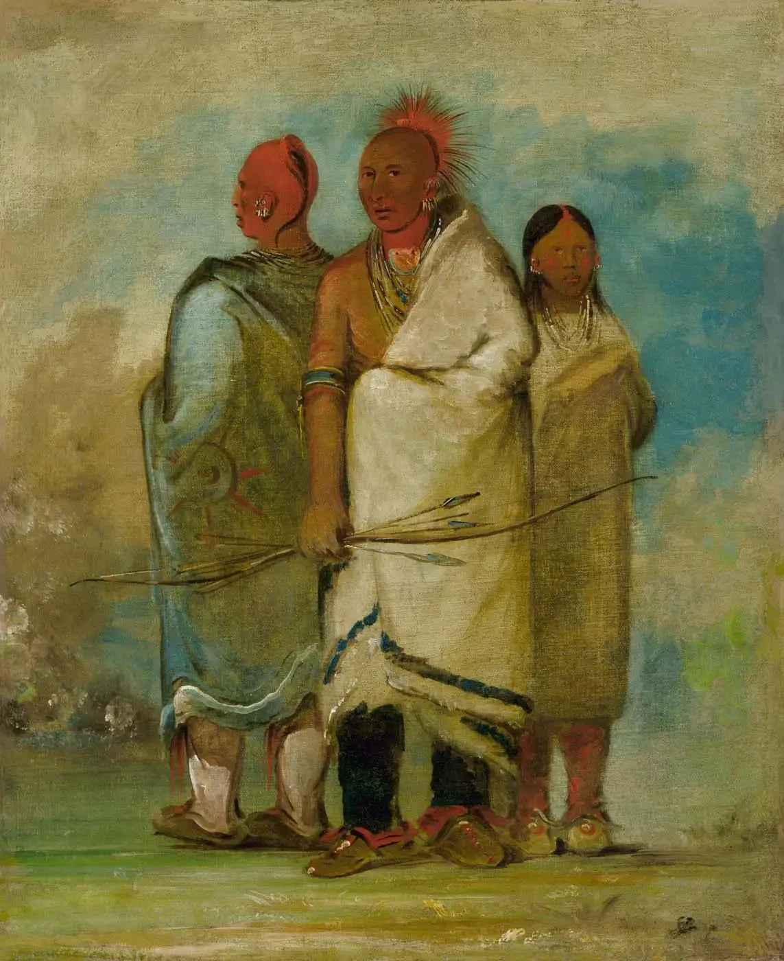Trois Indiens Renards - George Catlin image 1 reproduction de peinture à l’huile