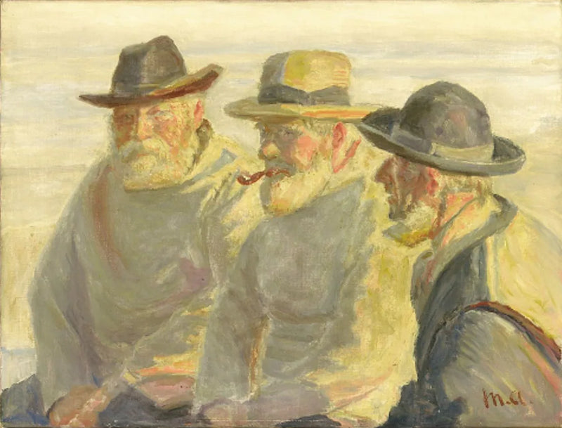 Trois pêcheurs sur la plage de Skagen. - Michael Peter Ancher