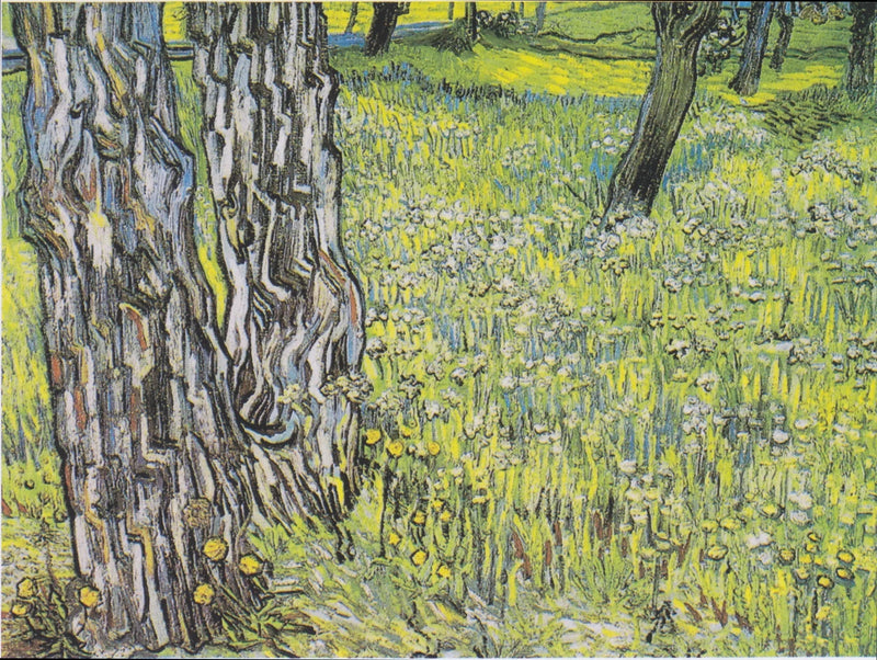 ทุ่งหญ้าดอกไม้ป่า พร้อมต้นไม้และดอกแดนดิไลออน - Vincent van Gogh