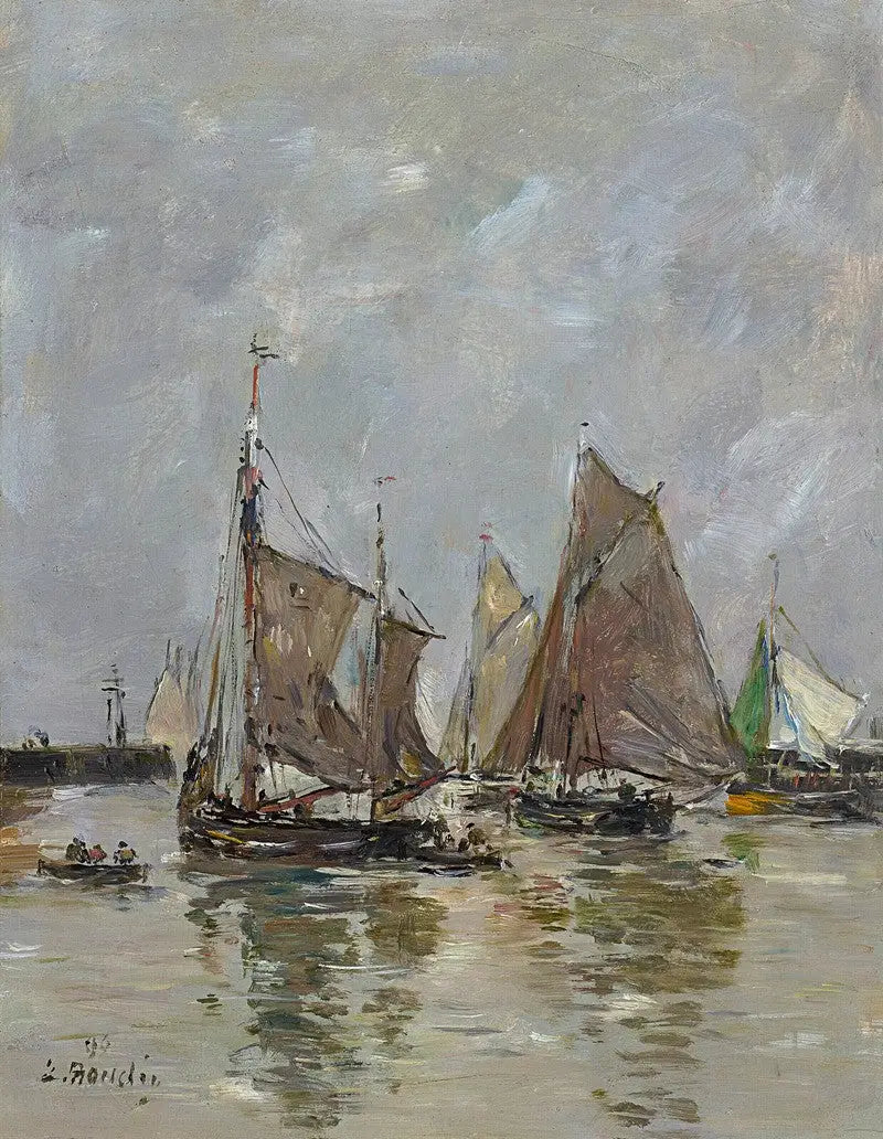 Trouville, l'appareillage des sardiniers - Eugène Boudin image 1 reproduction d’œuvre d’art à l’huile