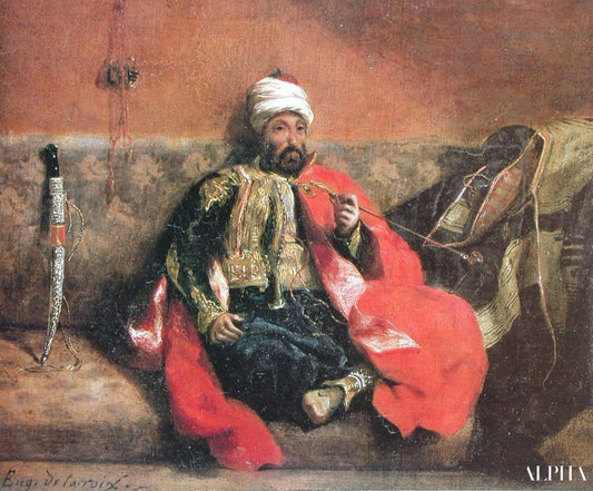 Turc fumant sur un Divan - Eugène Delacroix - Reproductions de tableaux et peintures haut de gamme