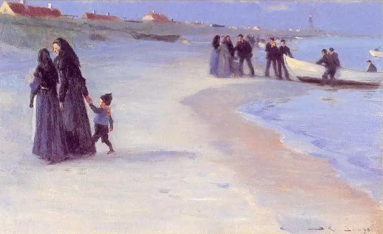 เรือสีขาวบนชายหาด ยามเย็นฤดูร้อนอันแสนหวาน - Peder Severin Krøyer