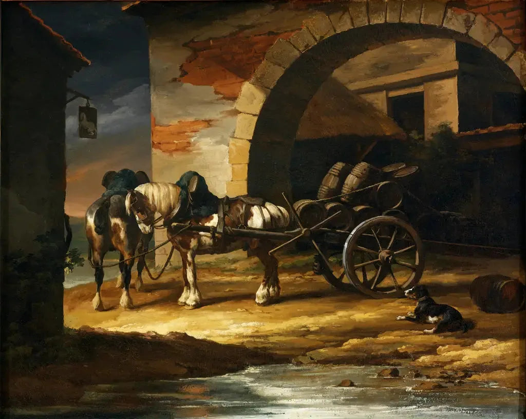 Un chariot chargé de fûts - Théodore Géricault image 1 reproduction d’œuvre d’art à l’huile