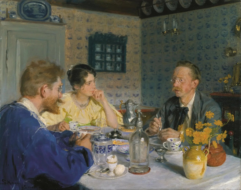 อาหารกลางวัน ศิลปิน ภรรยา และนักเขียน Otto Benzon - Peder Severin Krøyer