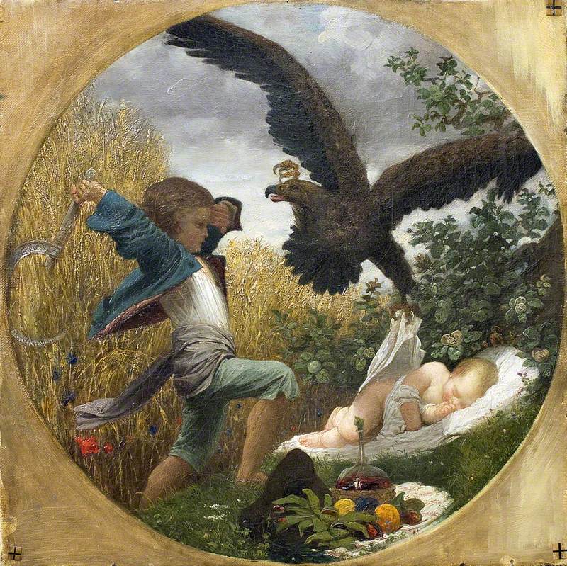 Un garçon défendant un bébé contre un aigle - Frederic Leighton - Alpha Reproduction