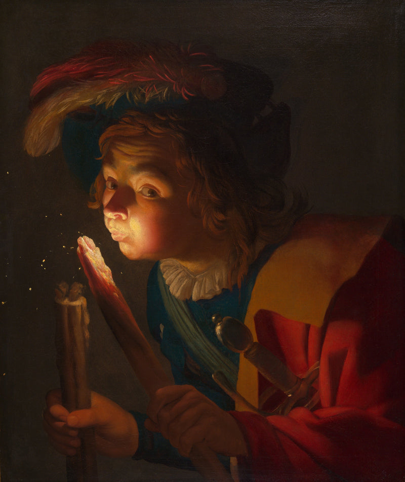 เด็กชายเป่าถ่านไฟ - Gerrit van Honthorst