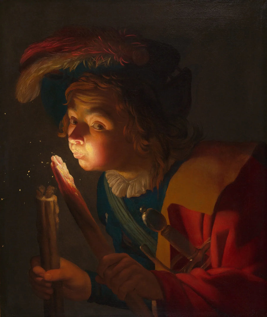เด็กชายเป่าถ่านไฟ - Gerrit van Honthorst