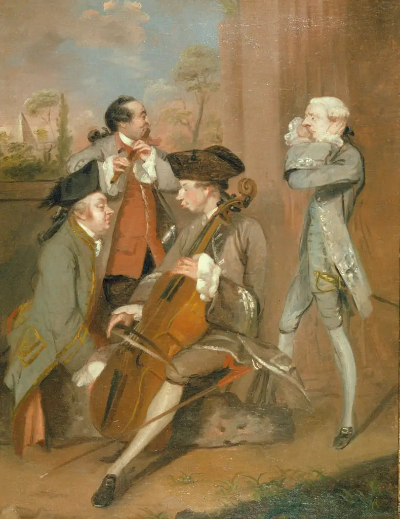 กลุ่มภาพล้อเลียน: Sir Charles Turner, M. Cook, M. John Woodyeare และ Reverend Dr William Drake - Joshua Reynolds