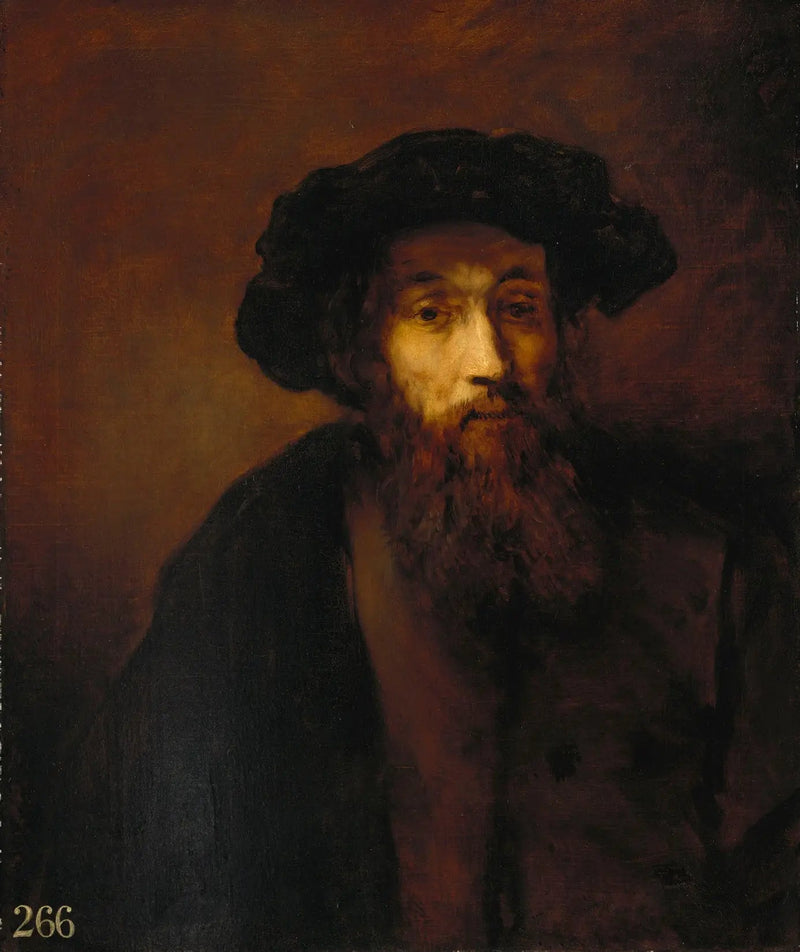 ผู้ชายมีหนวดใส่หมวกแก๊ป (ตามแบบของ Rembrandt) - Thomas Gainsborough