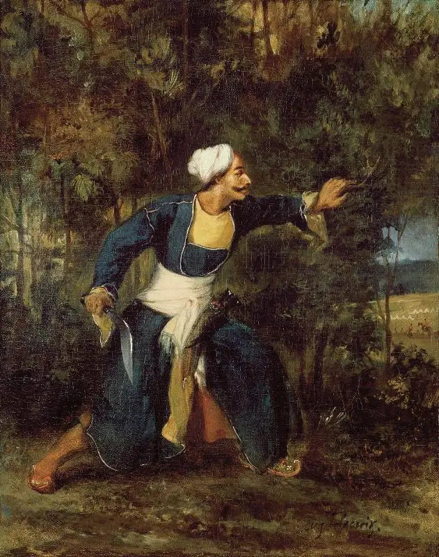 Un Indien armé du Gourka-kree - Eugène Delacroix image 2 reproduction artisanale de tableau