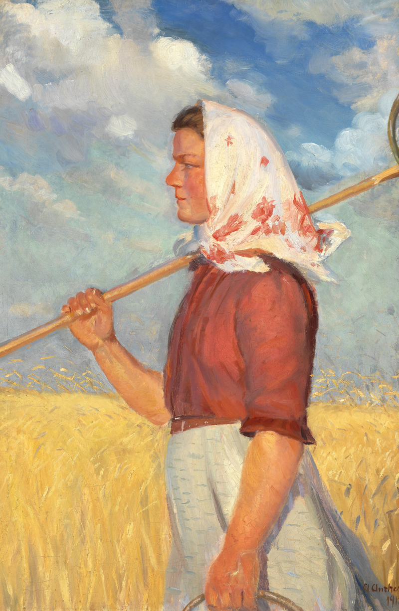 แรงงานเกษตรหนุ่มหน้าทุ่งข้าวโพด - Anna Ancher
