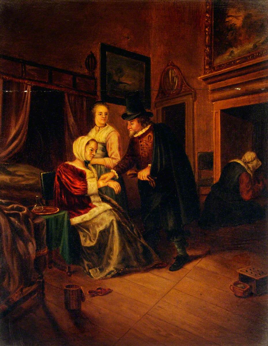 Un médecin prend le pouls d'une jeune femme - Jan Steen image 1 reproduction artisanale de tableau
