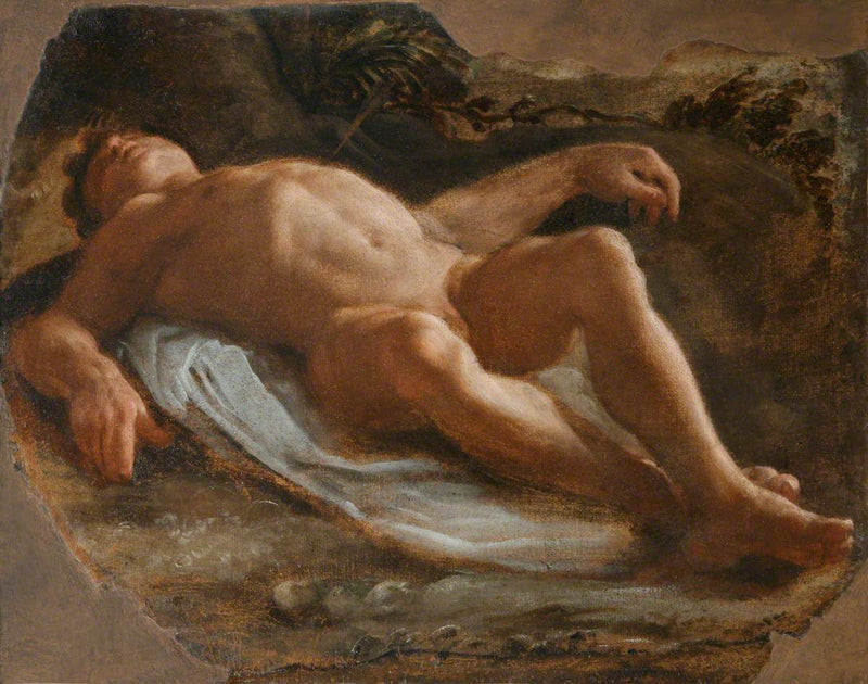 ชิ้นส่วนของผู้ชายในท่าทางนอนราบ (ชิ้นส่วน) - Annibale Carracci