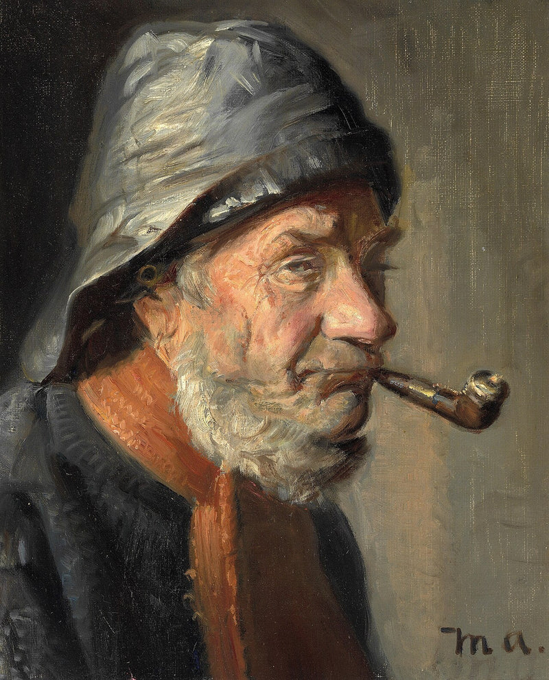 Un pêcheur de Skagen fumant la pipe. - Michael Peter Ancher