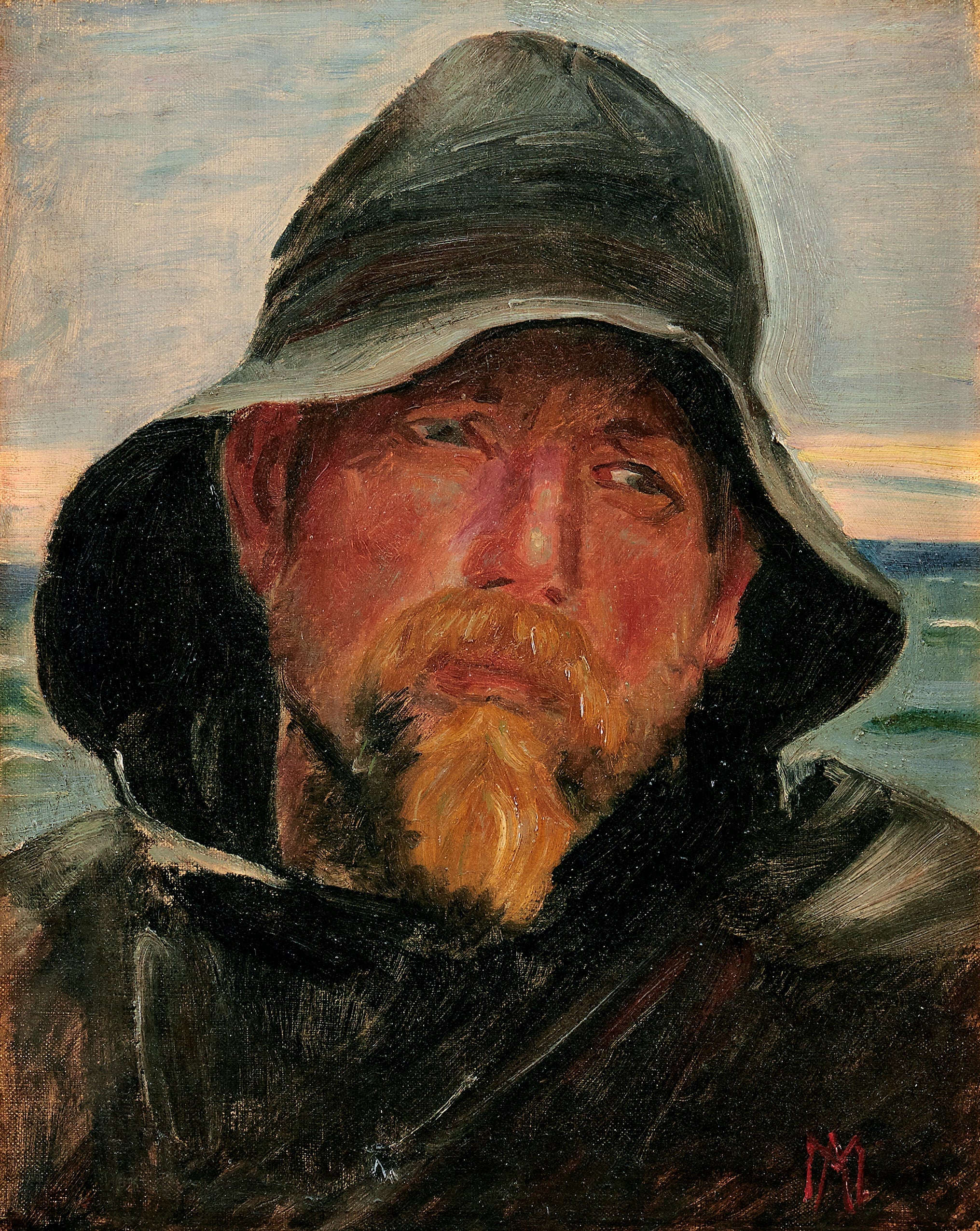 Un pêcheur. (peinture de M. Ancher) - Michael Peter Ancher image 1 copie peinte à la main à l’huile