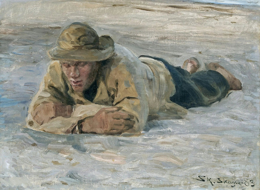 ชาวประมงที่พักผ่อนบนทราย โดยเออกับแขน - Peder Severin Krøyer