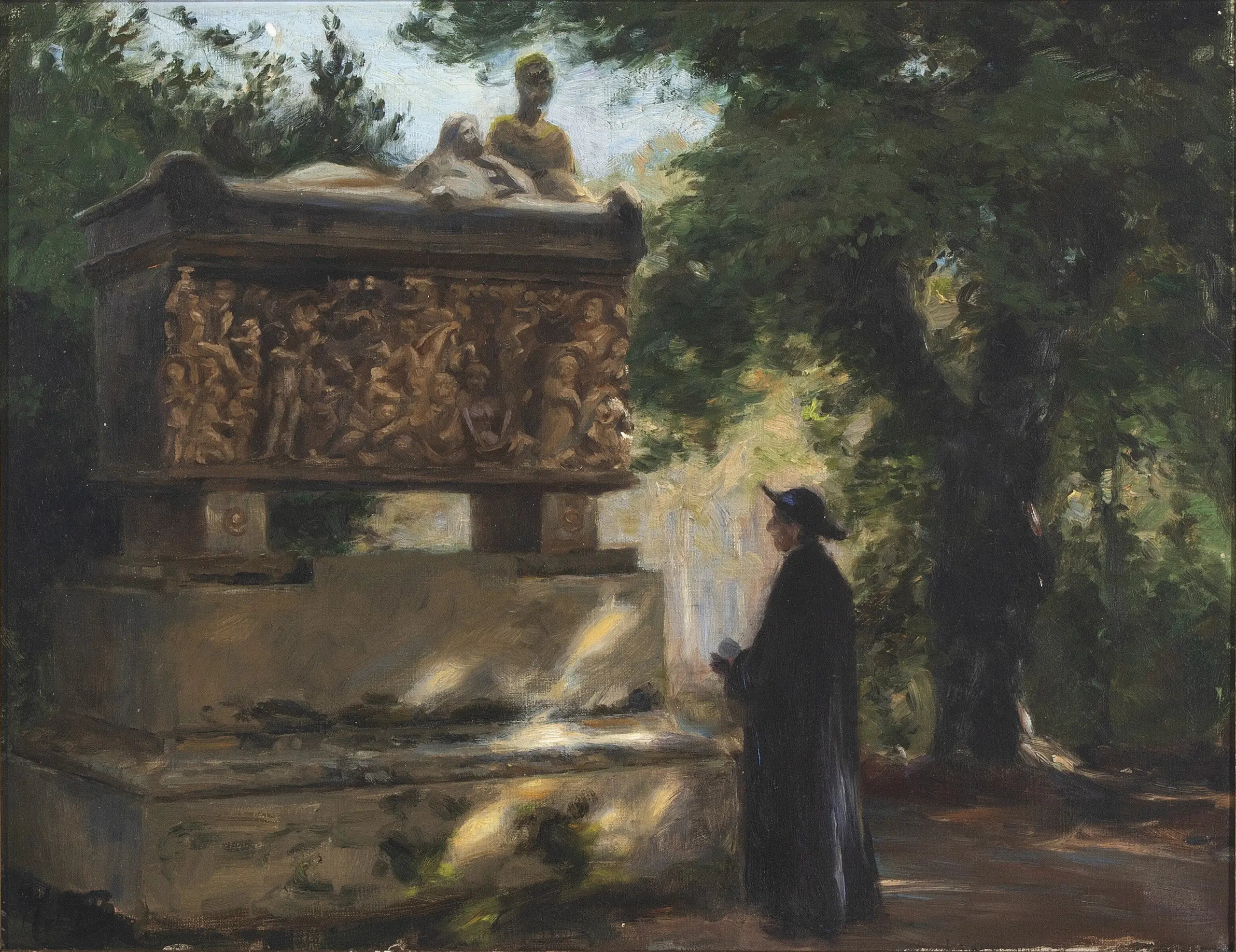 Un prêtre catholique devant un sarcophage - H. A. Brendekilde - Alpha Reproduction