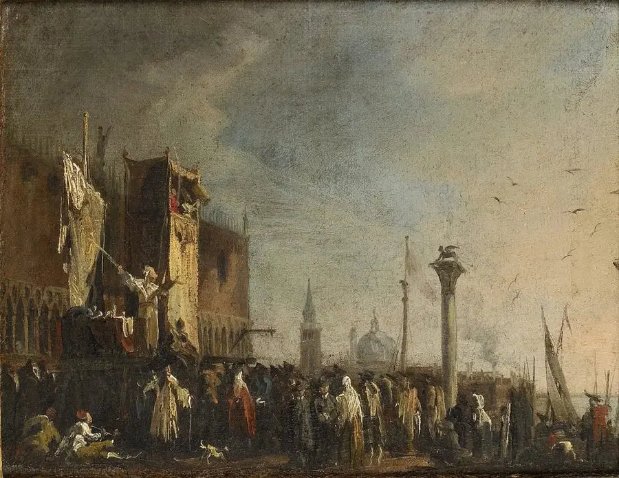 การแสดงหุ่นเชิดบน Piazzetta, เวนิส - Canaletto