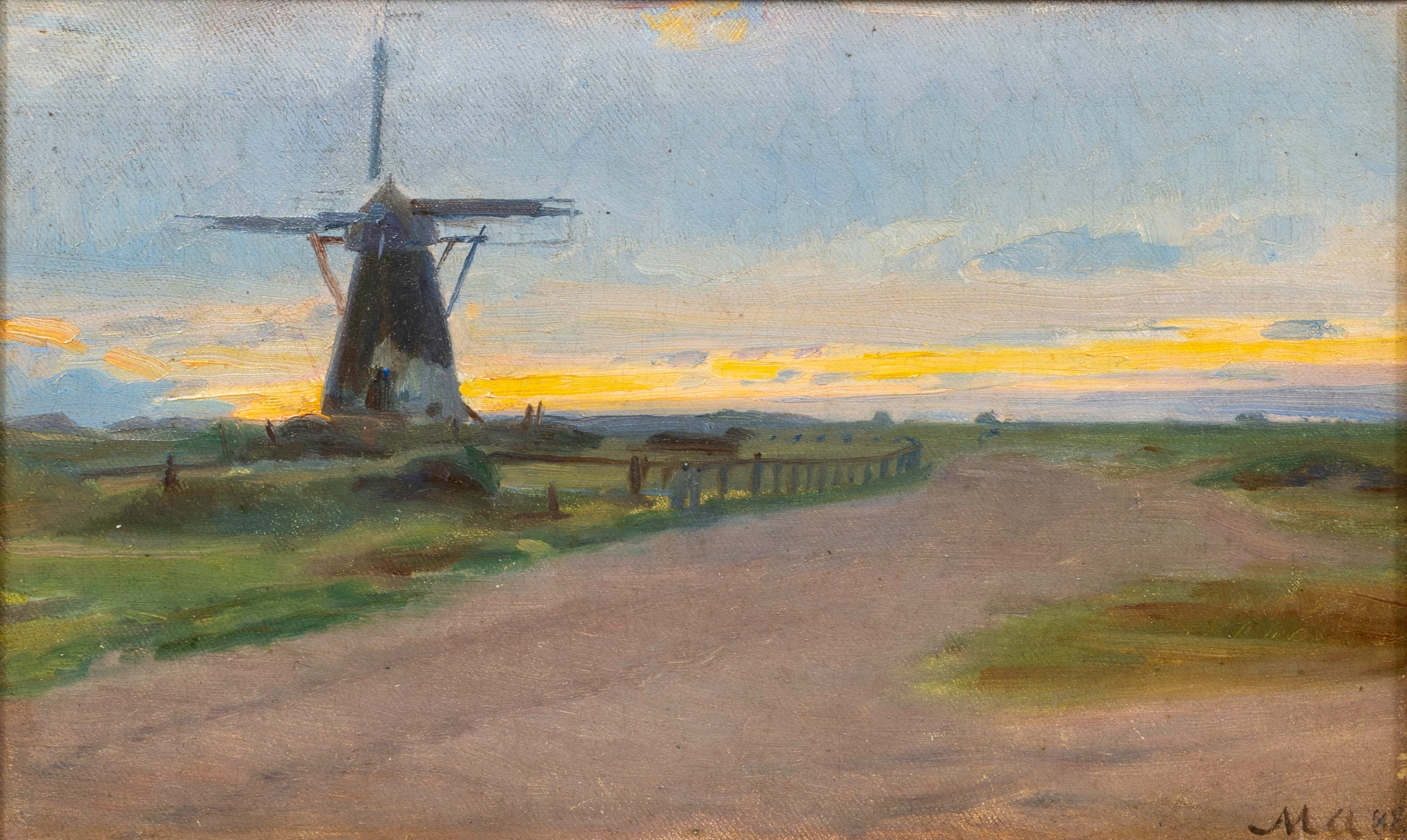 Un vieux moulin à vent. - Michael Peter Ancher image 1 reproduction de peinture à l’huile