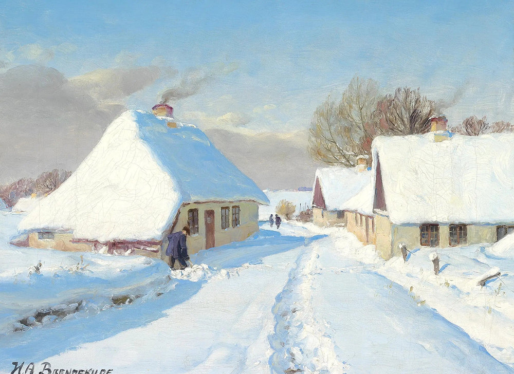 Un village couvert de neige. - H. A. Brendekilde image 1 tableau peint à l’huile sur toile