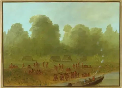 Un village de Mayoruna - George Catlin image 1 reproduction de peinture à l’huile