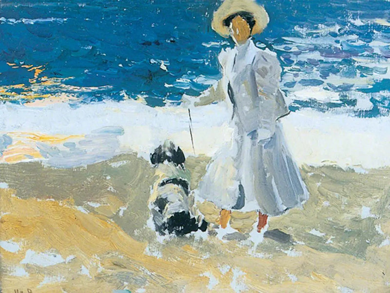 ผู้หญิงและสุนัขบนชายหาด - Joaquín Sorolla