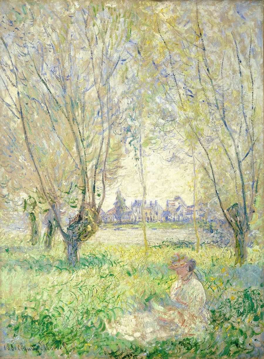 ผู้หญิงนั่งใต้ต้นหลิว - Claude Monet