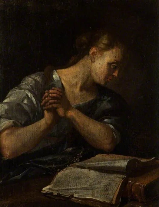 Une femme en méditation - Gabriel Metsu image 1 reproduction de peinture à l’huile