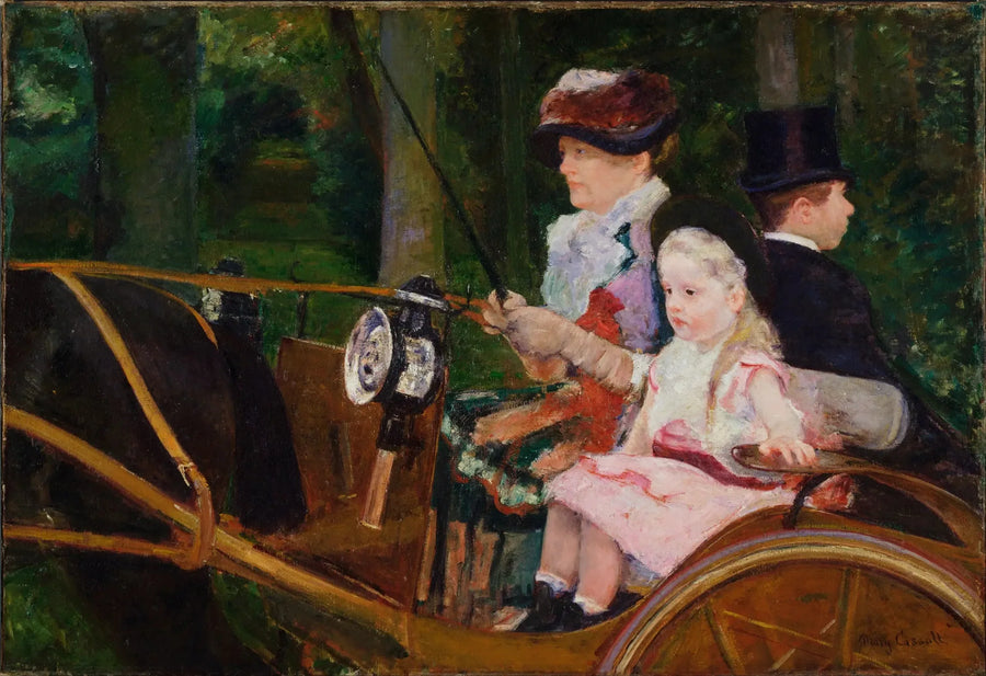 ผู้หญิงและเด็กหญิงที่นั่งอยู่หลังพวงมาลัย - Mary Cassatt