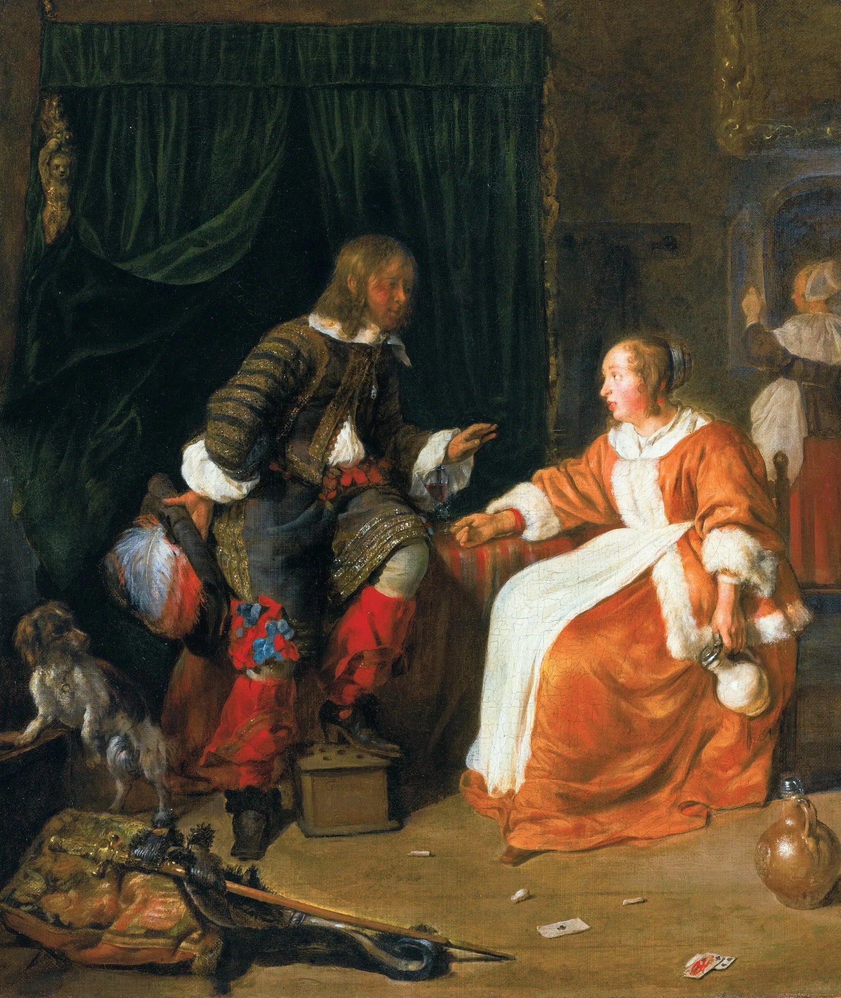 Une femme offre un verre de vin à un homme - Gabriel Metsu image 1 reproduction de peinture à l’huile