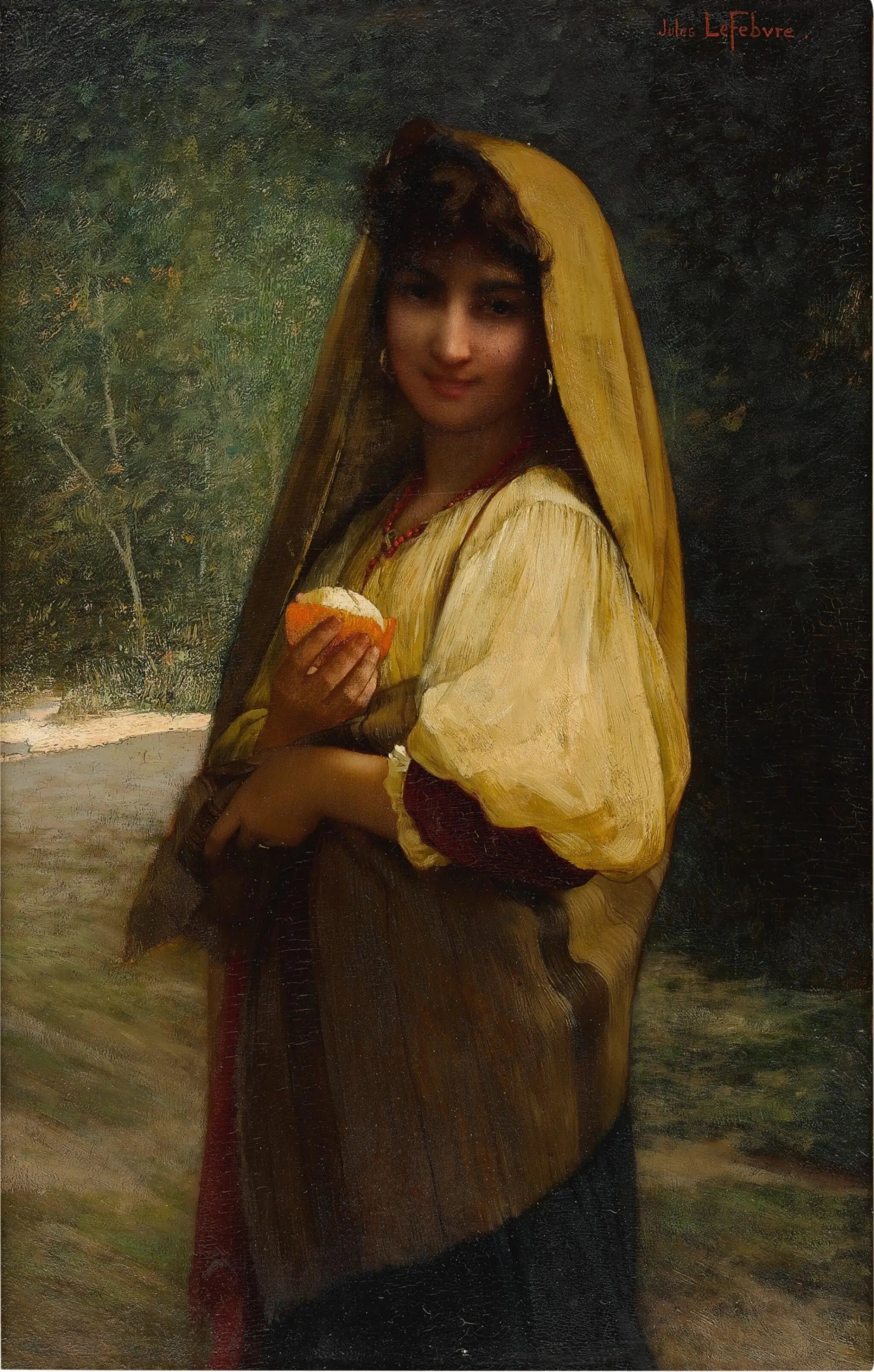 Une fille italienne avec une orange - Jules Lefebvre - Alpha Reproduction