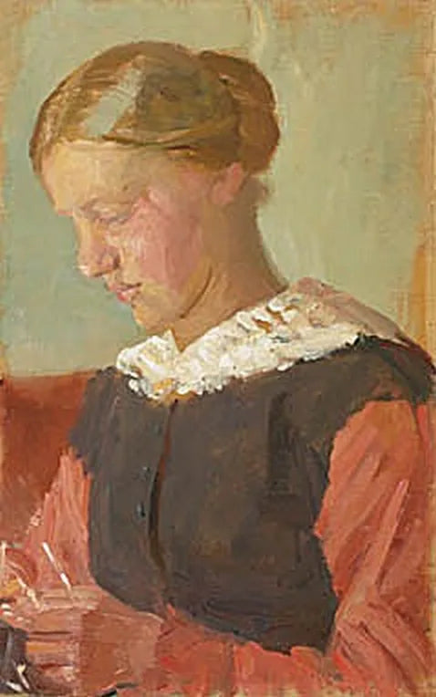 ผู้หญิงสาวนั่งอยู่ ผมรวบขึ้น - Anna Ancher
