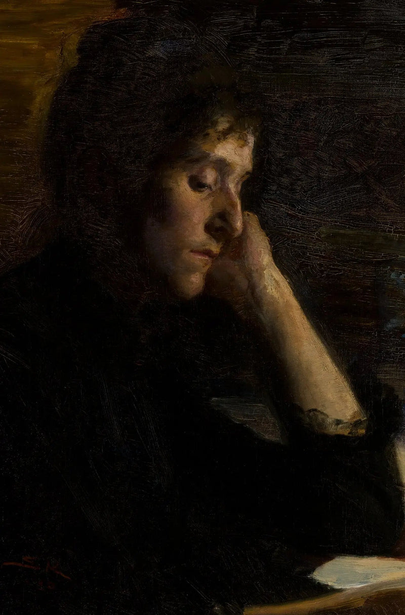ผู้หญิงสาวกำลังอ่านหนังสือ - Peder Severin Krøyer