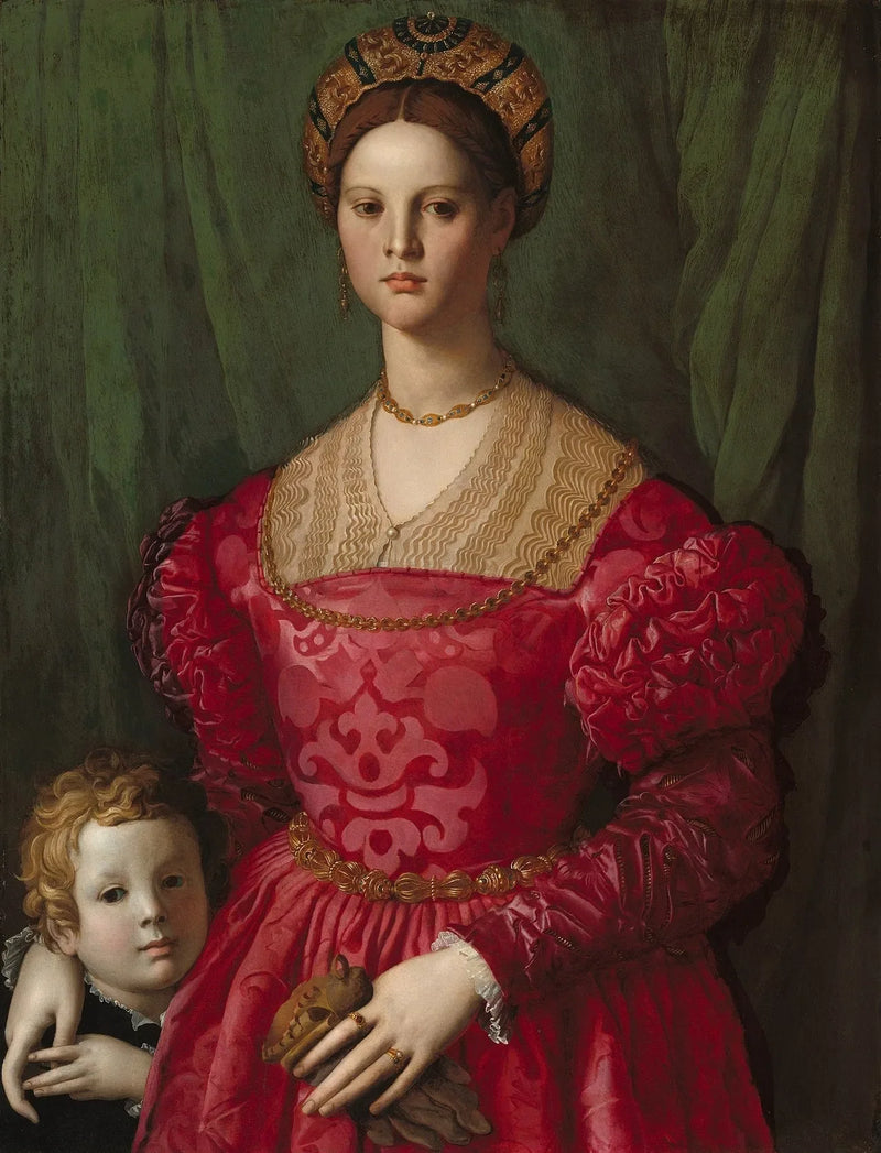 หญิงสาวคนหนึ่งและเด็กชายตัวน้อยของเธอ - Bronzino