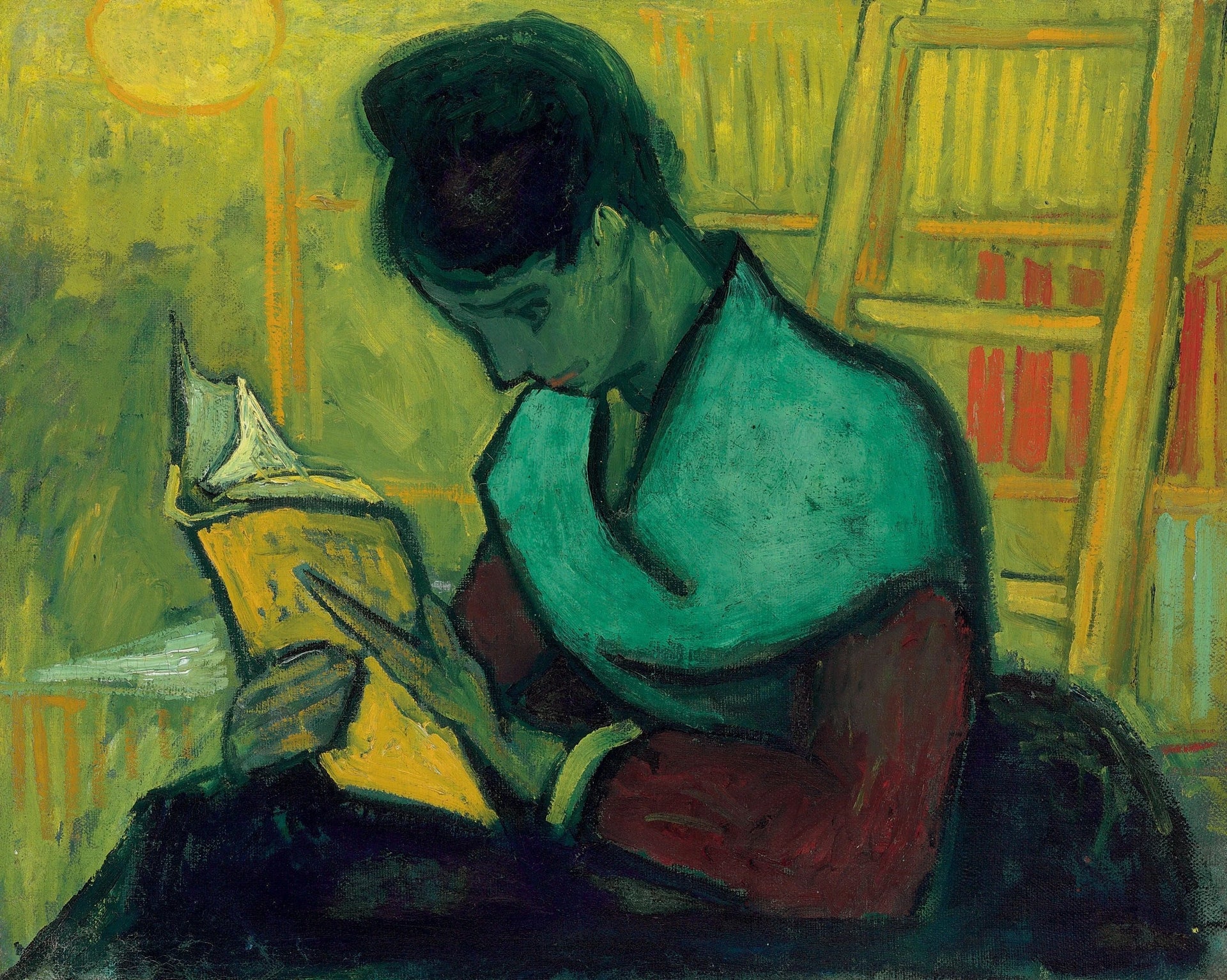 Une liseuse de romans F497 de Vincent van Gogh, collection particulière