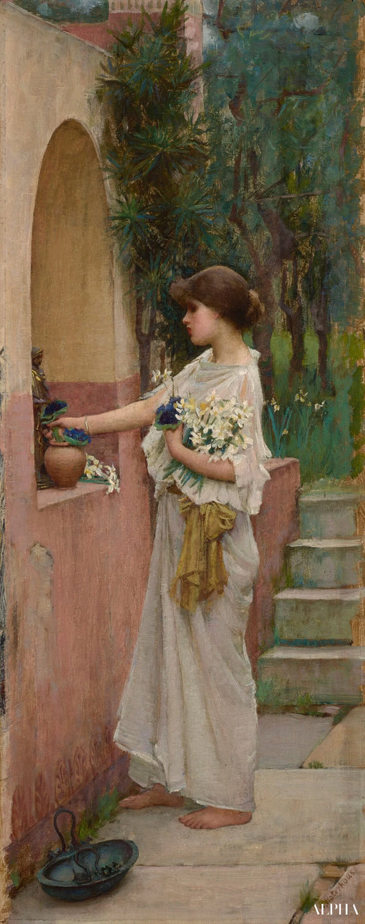 Une offrande romaine - John William Waterhouse Reproductions de tableaux à la peinture à l’huile
