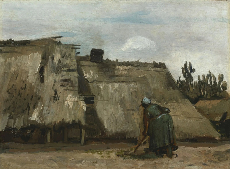ชาวนาแม่หญิงกำลังขุดหน้ากระท่อมของเธอ - Vincent van Gogh