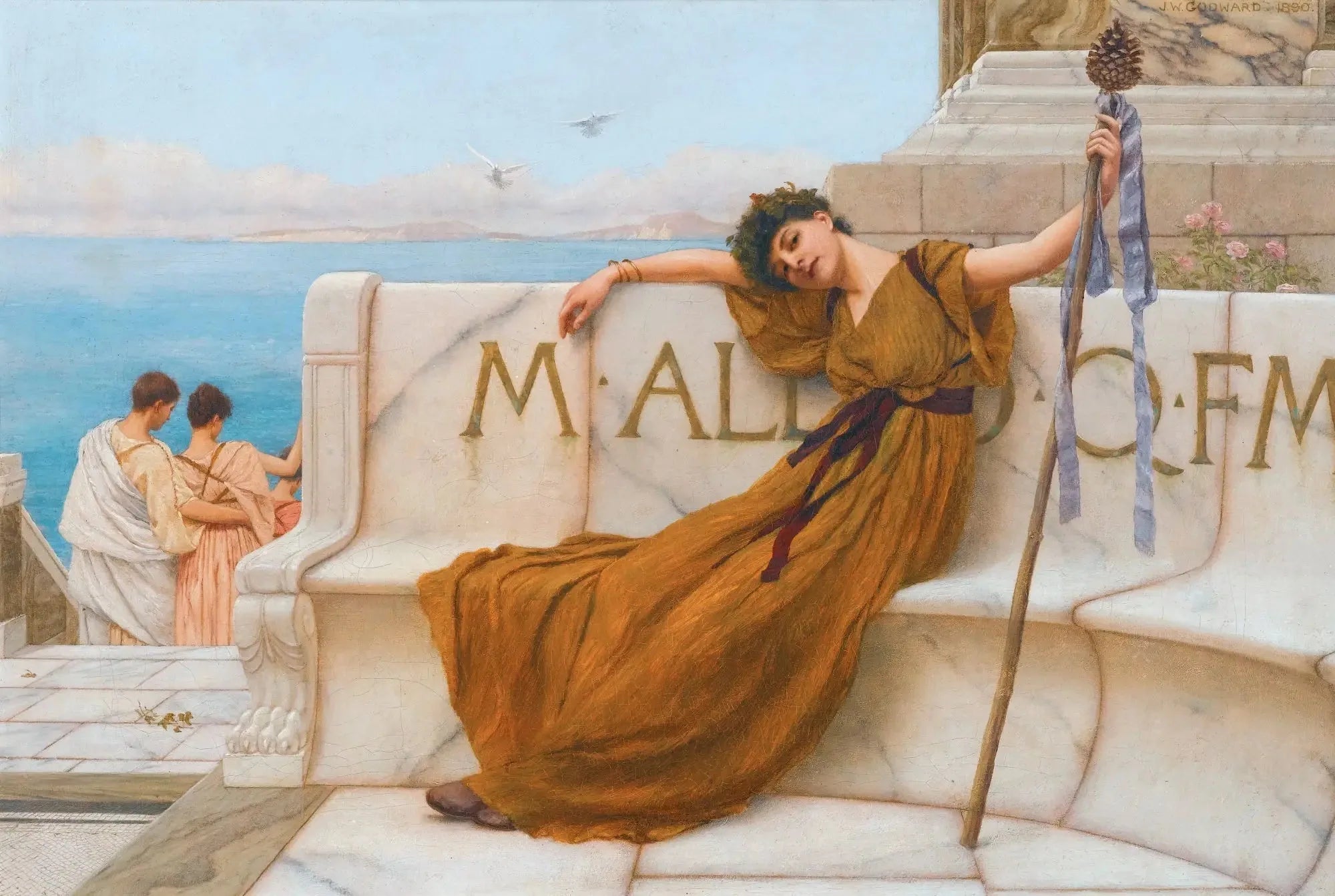 Une prêtresse de Bacchus - John William Godward image 1 tableau peint à l’huile sur toile