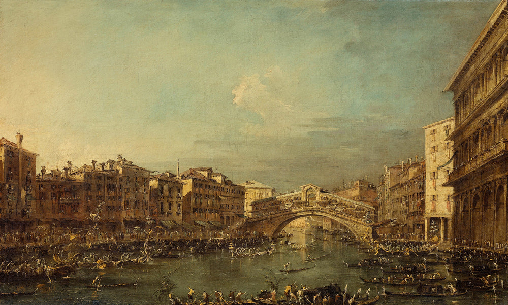 Une régate sur le Grand Canal avec le pont du Rialto à Venise - Francesco Guardi - Alpha Reproduction