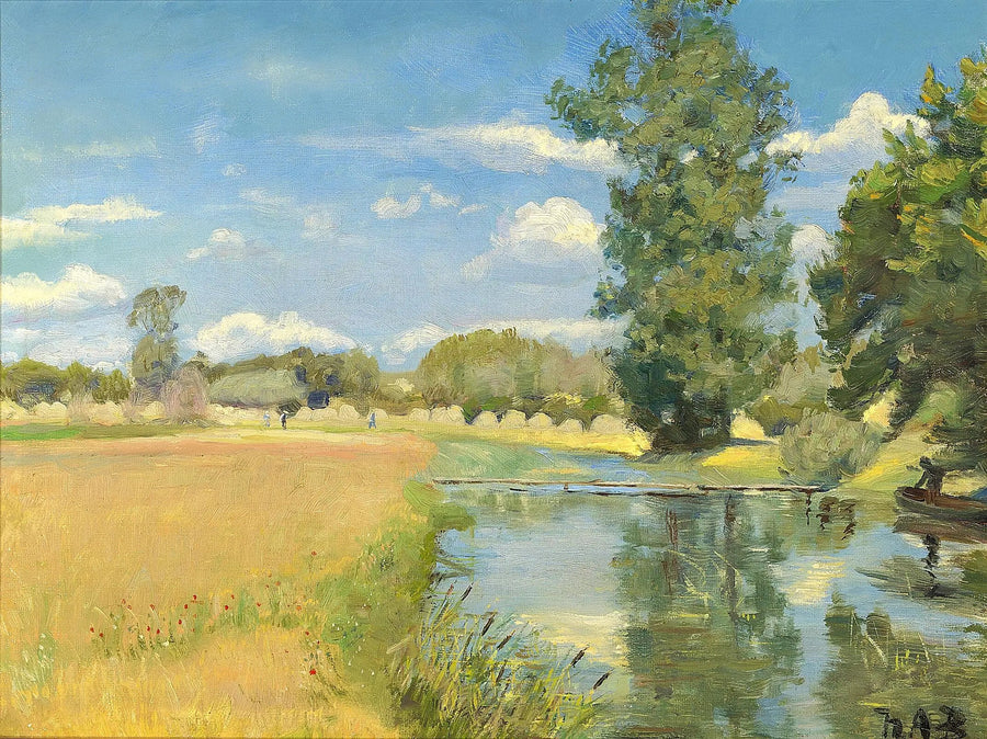 แม่น้ำสายหนึ่งที่ตัดผ่านทิวทัศน์ในช่วงเวลาการเก็บเกี่ยว - H. A. Brendekilde